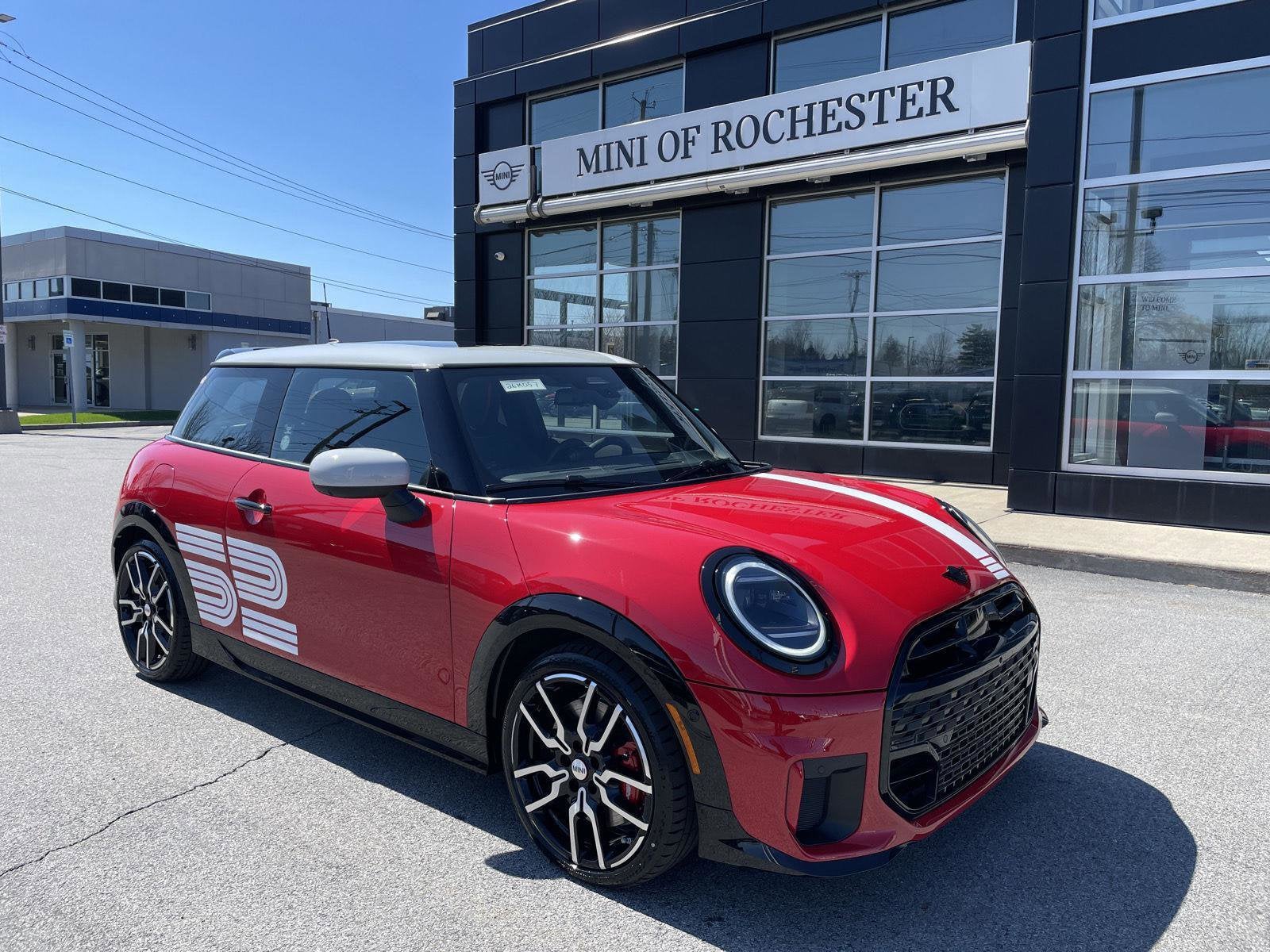 2026 MINI 2 DOOR ICONIC in Chili Red II — front three-quarter view