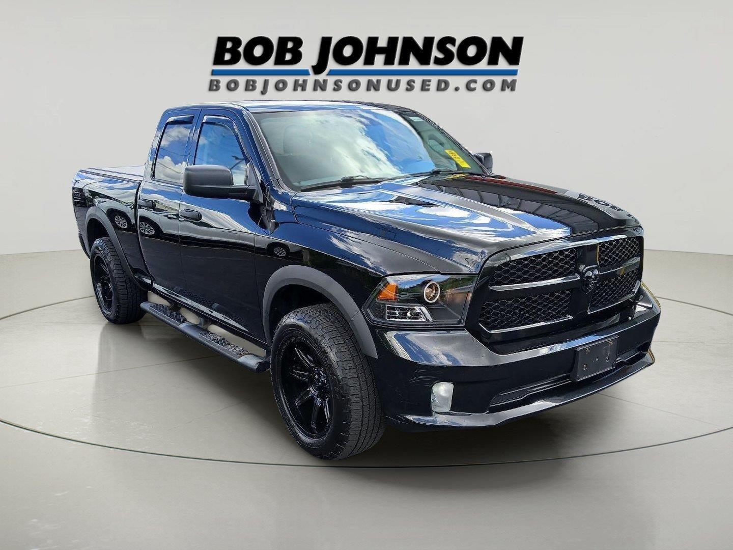 2018 RAM 1500 Express in Brilliant Black Crystal Pearlcoat — front three-quarter view