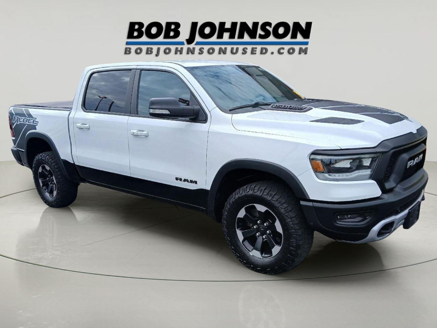 2020 RAM 1500 Rebel in Bright White Clearcoat — front three-quarter view
