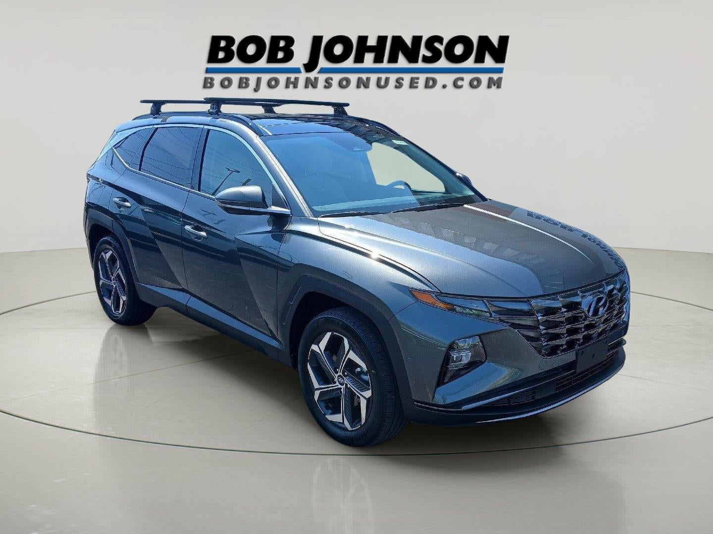 2024 Hyundai Tucson Limited in Amazon Gray — front three-quarter view