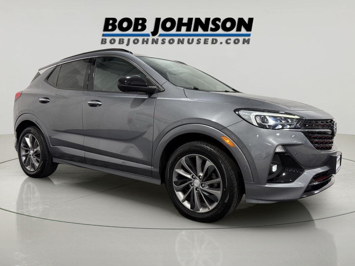 2021 Buick Encore GX AWD Essence in Satin Steel Metallic — front three-quarter view